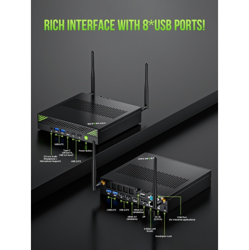 Mini-PC de GMKtec - Core i9 13900HK jusqu'à 5,4&nbsp;GHz-mini ordinateur 32&nbsp;Go RAM DDR5 1&nbsp;To SSD , 8 ports USB/COM/HDMI/DP Office K10