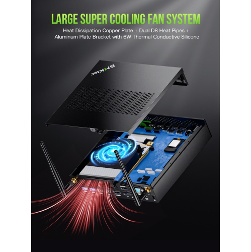 Mini-PC de GMKtec - Core i9 13900HK jusqu'à 5,4&nbsp;GHz-mini ordinateur 32&nbsp;Go RAM DDR5 1&nbsp;To SSD , 8 ports USB/COM/HDMI/DP Office K10