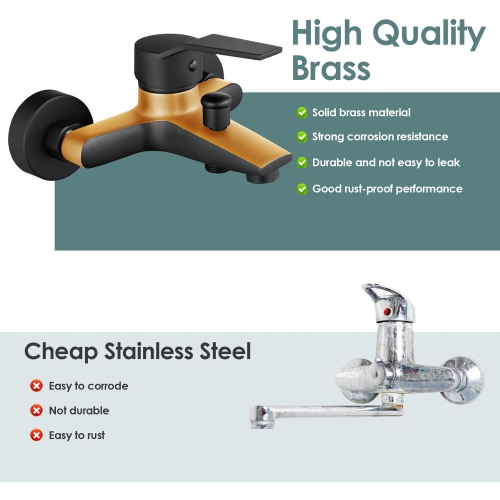 Black Bathtub Faucet, Wall-Mounted Shower Mixer for Bathroom