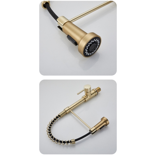 Gold Kitchen Faucet, Single Handle High Arc Pull-Out Sink Faucet