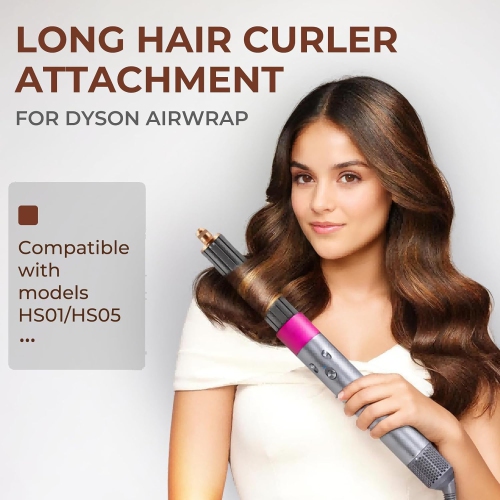 40mm Long Barrel Attachment for Dyson,Curling Iron Replacement Compatible with Dyson,Adjustable Bidirectional Curling Iron Attachment,for Voluminous