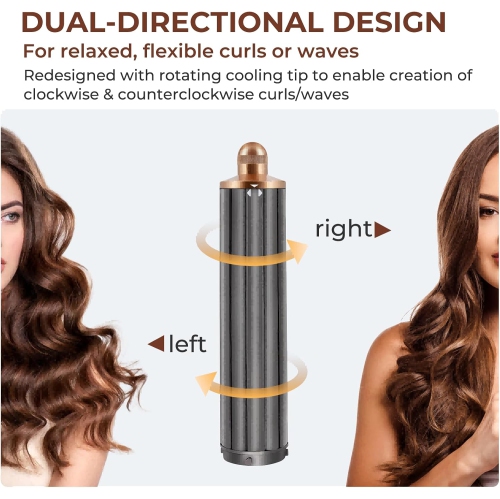 40mm Long Barrel Attachment for Dyson,Curling Iron Replacement Compatible with Dyson,Adjustable Bidirectional Curling Iron Attachment,for Voluminous