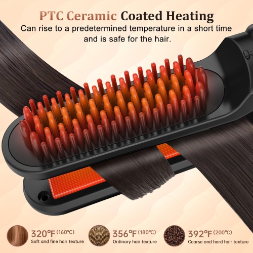 Brosse à lisser sans fil 3 en 1, Peigne à cheveux rechargeable sans fil, Fer plat portatif, Mini peigne à lisser chaud pour femmes