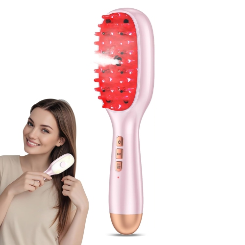 Rechargeable Scalp Massager Comb,Nano Mist Hair Oil Applicator Brush,Red Blue Light Hair Care Comb,Microcurrent Vibration Massage Brush