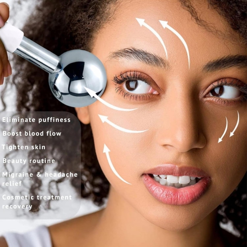 2PCS Ice Roller for Face,Ice Globes Eye Massager Facial Roller Tools, Stainless Steel Cryo Globes Cold Therapy for Eyes,Body Skin Care for Puffiness