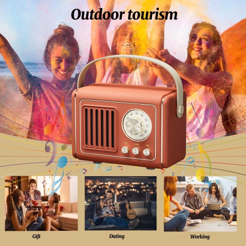 Mini Bluetooth Speaker, Multifunctional Retro Bluetooth Speaker Rechargeable, Loud Volume, Bluetooth 5.0 Wireless TWS Connection, Support TF Card, U