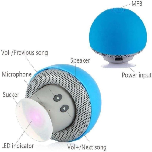 Wireless Speaker Bluetooth Mini Suction Cup Speaker Portable Waterproof Mushroom Head Wireless Bluetooth Pairing Play Music