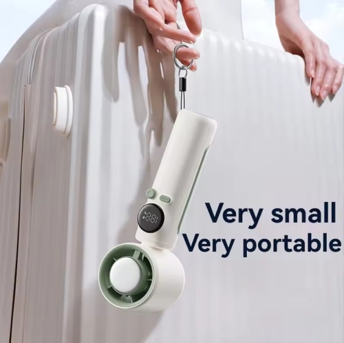 New 100-speed high-speed handheld fan turbine semiconductor ice crystal cooling digital display small fan portable USB charging outdoor indoor travel