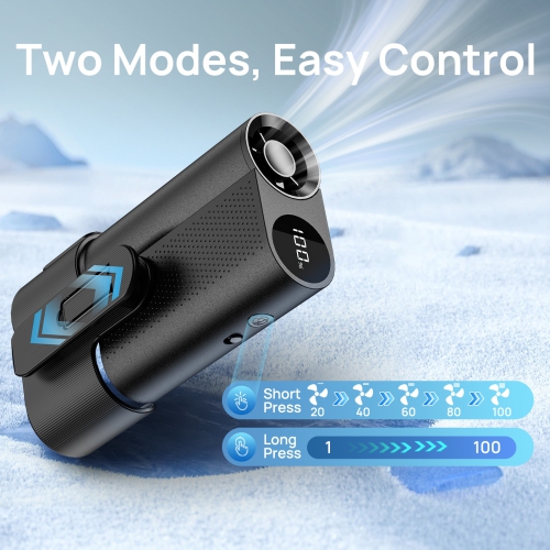 Portable waist clip fan rechargeable wearable neck fan mini with fan/strong wind speed cooling/100 wind speed-outdoor, indoor, construction site,