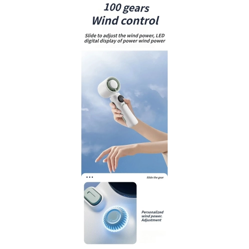New 100-speed high-speed handheld fan turbine semiconductor ice crystal cooling digital display small fan portable USB charging outdoor indoor travel