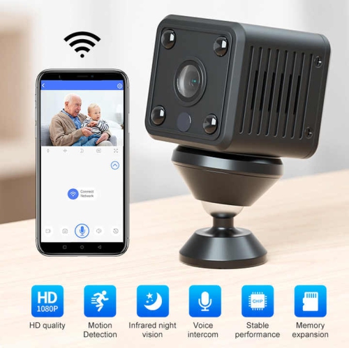 X6 camera home security surveillance camera HD night vision wireless small cube WIFI camera, built-in infrared night vision light, built-in 8G card