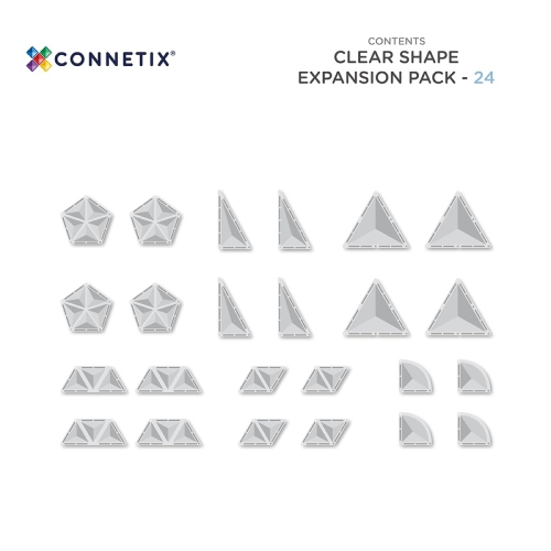 CONNETIX Clear Shape Expansion Pack, 24 Pieces