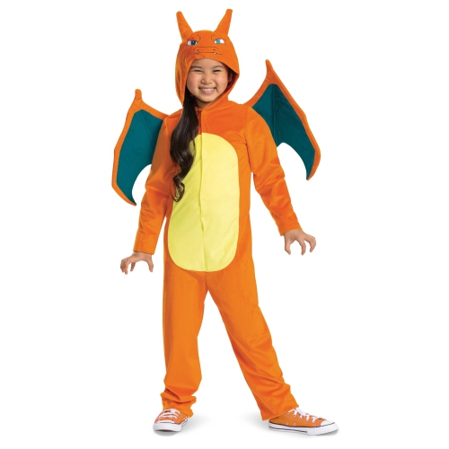Charizard Costume for Kids, Official Pokemon Costume Hooded Jumpsuit, Child Size Medium