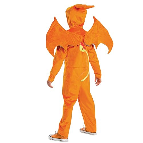 Charizard Costume for Kids, Official Pokemon Costume Hooded Jumpsuit, Child Size Medium