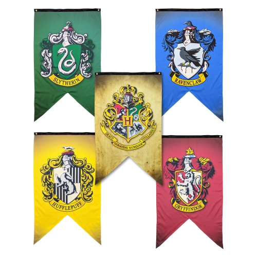 Harry Potter Wall Banners Hogwarts Gryffindor Slytherin Ravenclaw Hufflepuff 5 Pack