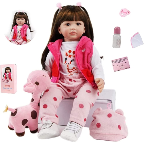 SYP 24 Inch 60 cm Reborn Baby Doll Girl Soft Vinyl Silicone Realistic Toddler Newborn Doll Reborn Babies Birthday Xmas..