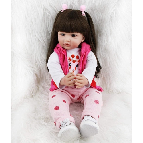 SYP 24 Inch 60 cm Reborn Baby Doll Girl Soft Vinyl Silicone Realistic Toddler Newborn Doll Reborn Babies Birthday Xmas..