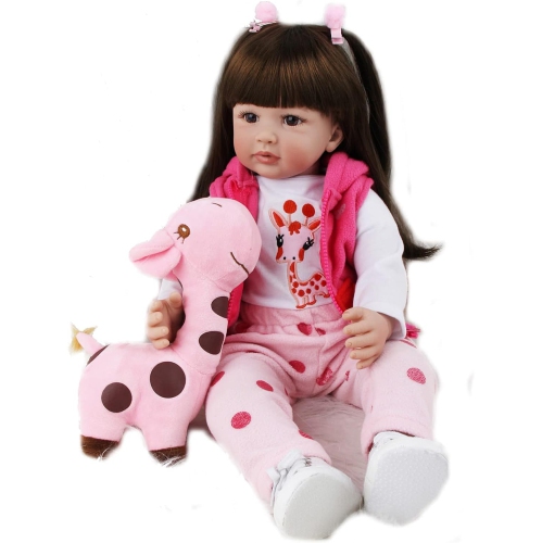 SYP 24 Inch 60 cm Reborn Baby Doll Girl Soft Vinyl Silicone Realistic Toddler Newborn Doll Reborn Babies Birthday Xmas..