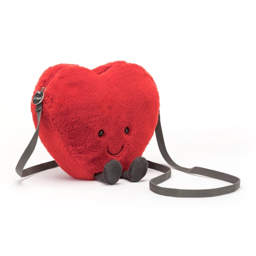 Jellycat Amuseables Heart Plush Bag, 7 inches - Crossbody and Shoulder Purse - Fun and Unique Handbag