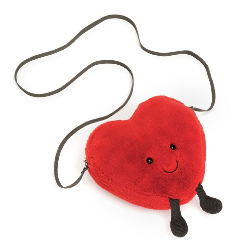 Jellycat Amuseables Heart Plush Bag, 7 inches - Crossbody and Shoulder Purse - Fun and Unique Handbag