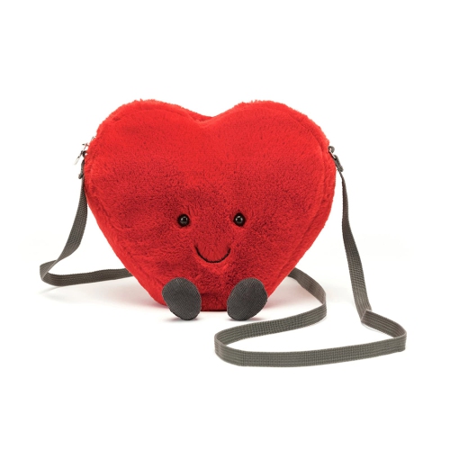 Jellycat Amuseables Heart Plush Bag, 7 inches - Crossbody and Shoulder Purse - Fun and Unique Handbag