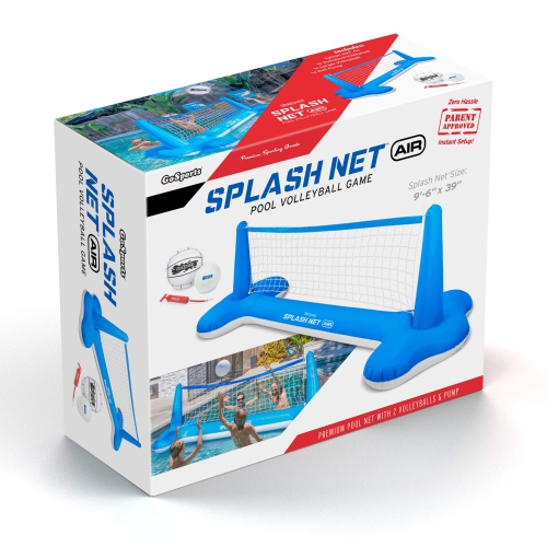 GoSports Splash Net Air, Inflatable Pool Volleyball Game - Includes Floating Net, Water Volleyballs and Ball Pump