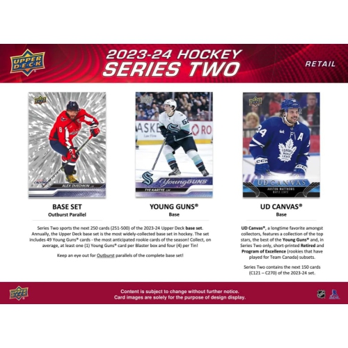 2023/24 Upper Deck Series 2 Hockey Blaster Box 4 Packs per Box, 12 Cards per Pack