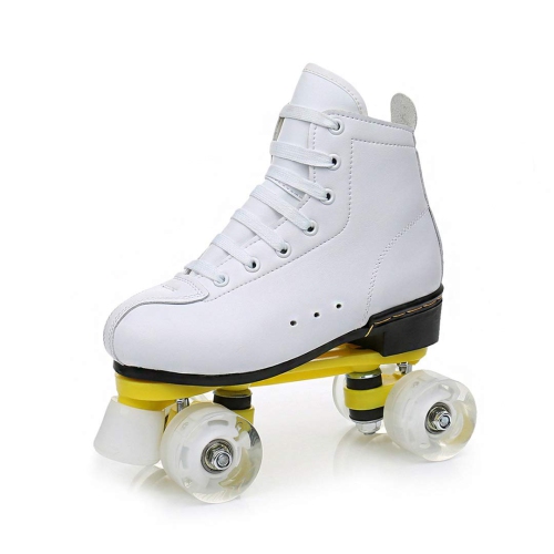 Roller Skates Womens Size 8 White Classic Skating High-Top Double-Row Leather Skates