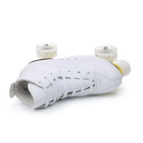 Roller Skates Womens Size 8 White Classic Skating High-Top Double-Row Leather Skates