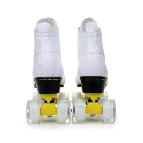 Roller Skates Womens Size 8 White Classic Skating High-Top Double-Row Leather Skates