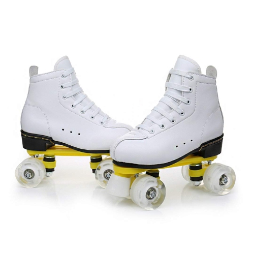 Roller Skates Womens Size 8 White Classic Skating High-Top Double-Row Leather Skates