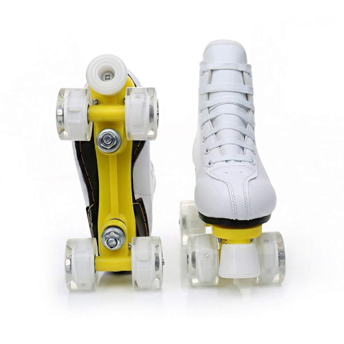 Roller Skates Womens Size 8 White Classic Skating High-Top Double-Row Leather Skates