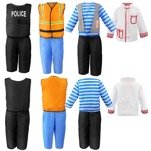 Sinuo Boy's Dress Up Costumes Trunk Set 11pcs, Pirate, Chef, Construction Worker, Policeman Costume Fit Kids Age from ..