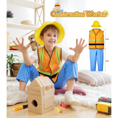 Sinuo Boy's Dress Up Costumes Trunk Set 11pcs, Pirate, Chef, Construction Worker, Policeman Costume Fit Kids Age from ..