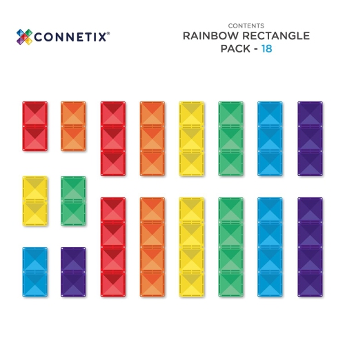 CONNETIX Rainbow Rectangle Pack, 18 Pieces