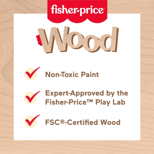 Fisher-Price Wood Pretend Play Toy Ice Cream Shop Set, 18-Piece Wooden Food Playset for Preschool Kids Ages 3+ Years