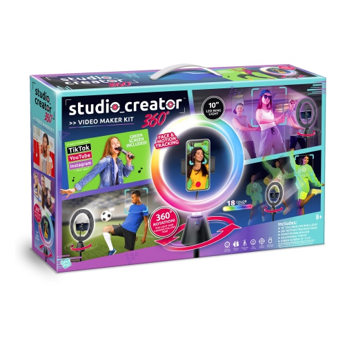 Canal Toys Studio Creator 360 Video Maker Kit, Green Screen and Tripod, Face and Motion Tracker, 10" Light Ring, Multi..