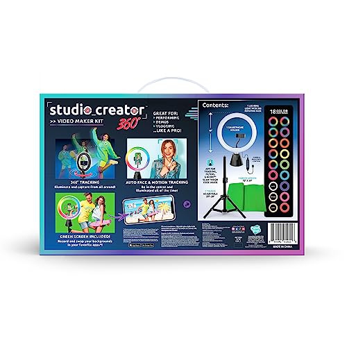 Canal Toys Studio Creator 360 Video Maker Kit, Green Screen and Tripod, Face and Motion Tracker, 10" Light Ring, Multi..