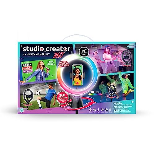 Canal Toys Studio Creator 360 Video Maker Kit, Green Screen and Tripod, Face and Motion Tracker, 10" Light Ring, Multi..
