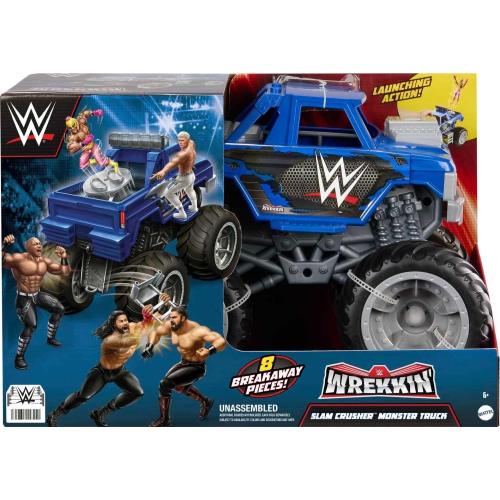 Mattel WWE Action Figure Vehicle WWE Wrekkin Slam Crusher Monster Truck with 8 Breakaway Parts