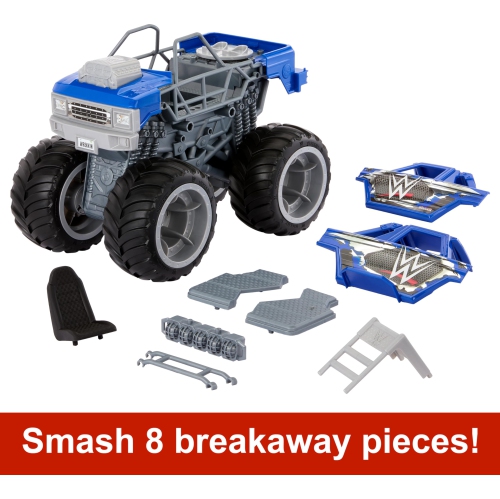 Mattel WWE Action Figure Vehicle WWE Wrekkin Slam Crusher Monster Truck with 8 Breakaway Parts