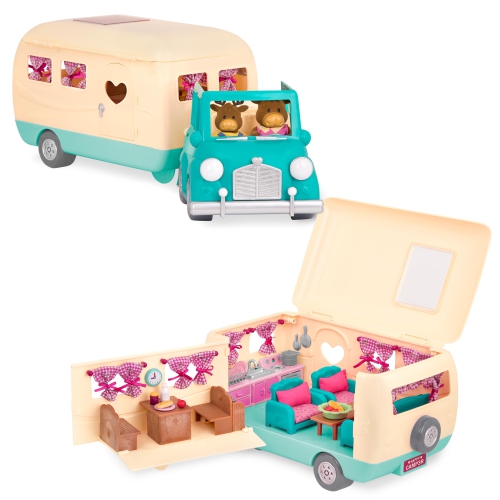Li’l Woodzeez – Toy Car – Toy Camper – Figurine Playset – Camping Playset – 3 Years + – Happy Camper