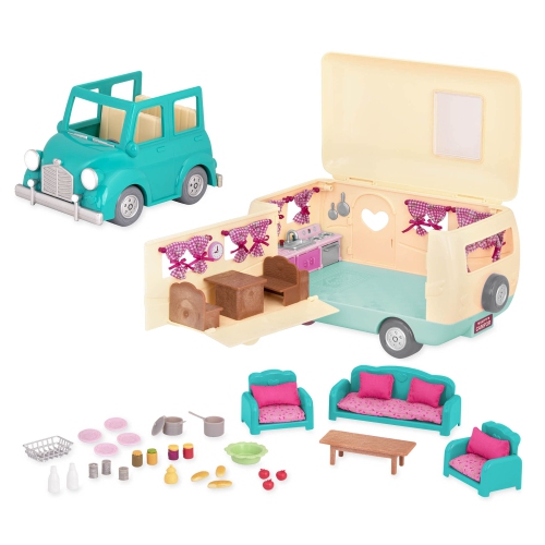 Li’l Woodzeez – Toy Car – Toy Camper – Figurine Playset – Camping Playset – 3 Years + – Happy Camper