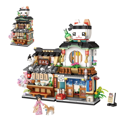 Japanese Street View Shop Building Blocks House Toy, New 4 Models Mini DIY Building Blocks Model MOC Construction Toy