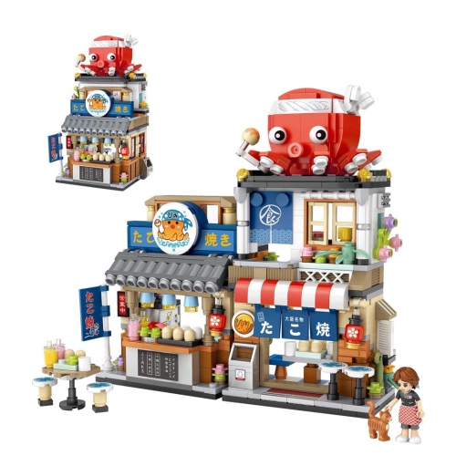 Japanese Street View Shop Building Blocks House Toy, New 4 Models Mini DIY Building Blocks Model MOC Construction Toy
