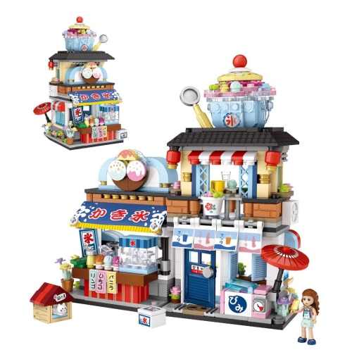 Japanese Street View Shop Building Blocks House Toy, New 4 Models Mini DIY Building Blocks Model MOC Construction Toy