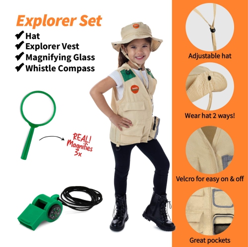 Born Toys Outdoor Explorer Kit for Kids & Dress Up & Pretend Play Costume for Ages 3-7