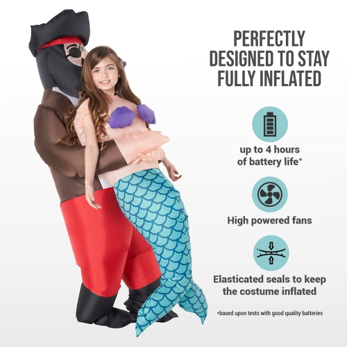 Morph Costumes Kids Inflatable Pirate Costume Blow Up Mermaid Costume For Girls and Boys Halloween Outfit