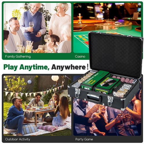 Gymax 600-Piece Poker Chip Set 14 Gram Claytec Chips w/ Carrying Case 6 Decks of Cards