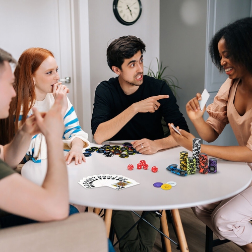 Gymax 14 Gram Clay Poker Chip Set 500 Pieces Claytec Style Chips with Aluminum Case